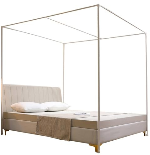 guoiooi Himmelbettrahmen, verdickte Baldachinrahmenpfosten aus Edelstahl und Metall, viereckige Himmelbettrahmenpfosten, geeignet for Twin-, Full-, Queen- und King-Size-Betten(200x220cm(79x87inch))