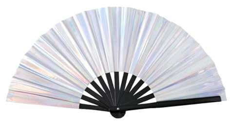 Holografischer Rave Handfächer,Handfächer Holografischer Rave-Fan,metallischer Handfächer für Nachtclub,Glitzer-Fächer,Holografischer Rave Fächer,Festival-Fächer,Chinesische Handheld Faltventilatoren