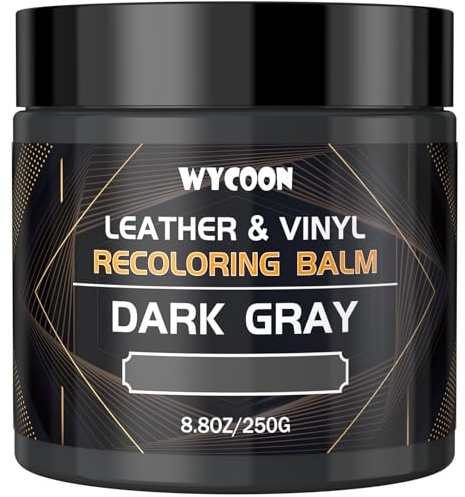WYCOON Kit Riparazione Pelle Grigio Scuro - Tintura Liquida, Vernice e Crema Colorante per Divani, Mobili, Sedili Auto, Scarpe, Giacca| Ripristina Pelle Graffiata e Sbiadita