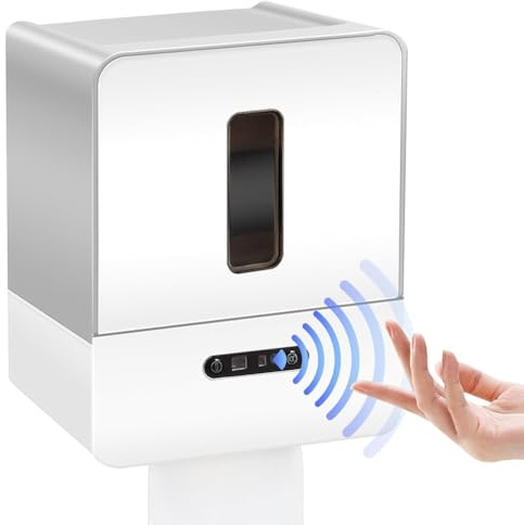 Mskidand Distributeur de Papier Toilette Intelligent sans Contact, Distributeur de Serviettes en Papier à Capteur Électronique, avec Veilleuse, Chargement USB