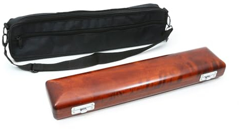 yinfente 17 Hole B Foot Flute Case Solid Wood Hard Shell And Oxford Outer Bag Adjustable Strap Portable Storage Box Flute Bag For Beginners,Students,Players Musicians