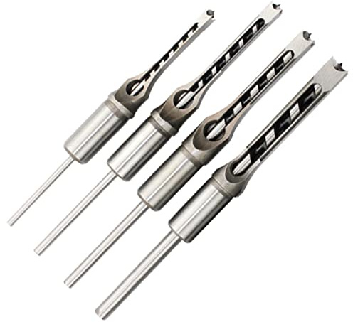 SEWACC 4pièces Lot De Forets à Trou Carré Acier Allié Mèches Durables Pour Travail Du Bois Perçage Rapide Et Finition Lisse Pour Menuisiers