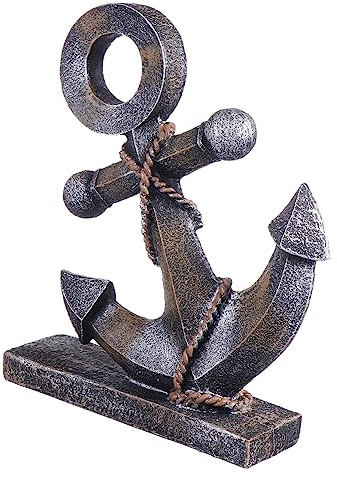 Amosfun Sturdy Resin Boat Ornament in Retro Style with Unique Boat Anchor Shape, for Desktop and Nautical Home Decoration Accessories