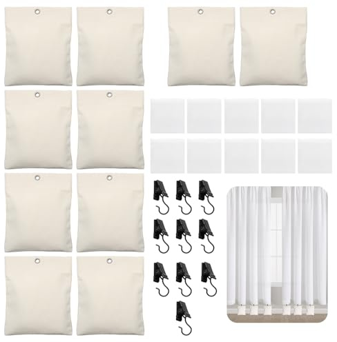 Pesas para cortinas de exterior, 10 unidades – Bolsas de peso con clips, ideales para cortinas, cenadores, jardines, patios, manteles y tiendas de campaña – Bolsas de peso portátiles y reutilizables