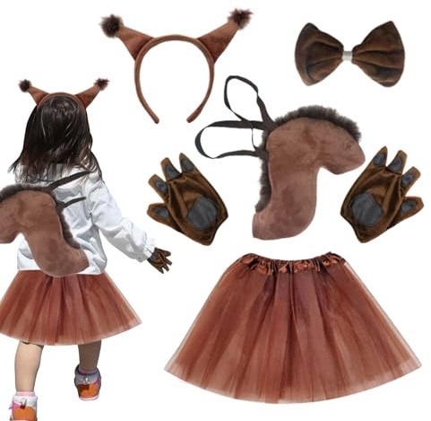 Costume Scoiattolo Per Bambini | Cosplay per Halloween con Coda - Gioco Di Costume Animale Peluche - Per Natale Pasqua Carnevale Teatro Opere Scuole Compleanno Servizio Fotografico
