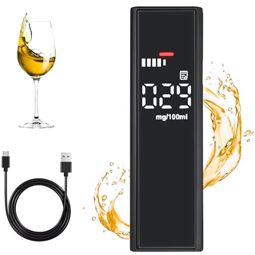 JORPETS Alcohol Breathalyzer Tester, No Need for Mouthpieces and blowpipe required, PortableAlcohol Tester with Digital LCD Screen and Beep Warning for UK Home Personal and Professional Use