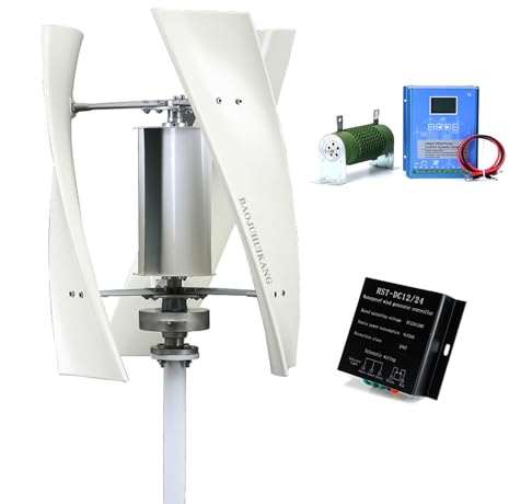 BAOJUHUIKANG Kit de Generador de Aerogenerador de Eje Vertical de 14000W, Turbina Eólica de Eje Vertical de 12V 24V 48V con Controlador Híbrido Eólico-Solar para Uso Doméstico,24v
