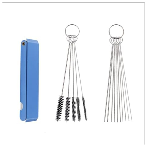 Kit per la pulizia degli ugelli per aerografo e pistola a spruzzo, ago di precisione e spazzola per sbloccare tubi sottili, ugelli e parti di attrezzature, manutenzione riparazione auto (SET-A)