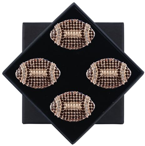 WANDIC 4 st rugbystrassemblem, sport kristallstift rugby diamantbrosch bling, atletiskt emblem glittrande fläktsmycken för lagkläder och sporttillbehör