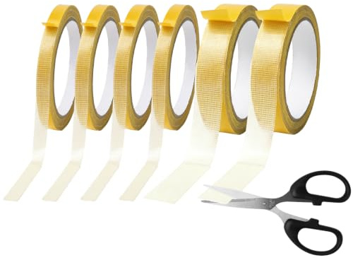 Doppelseitiges Stoffband 6Rollen Saumband Selbstklebend 1cm&2cm ohne Nähen | 10m pro Rolle mit Schere Aufbügeln Hosen Kürzen Saumband zum für Teppich Vorhänge Hosen Kleidung Leder und Textilien