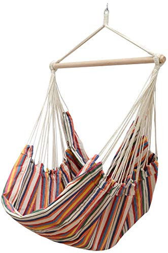 eyepower XL Hängesessel 185 x 130 cm für 2 Personen - Hängestuhl Outdoor & Indoor - Schwebesitz für Garten Balkon Terrasse - Relaxstuhl aus 100% Baumwolle - Sitzschaukel im Boho Stil ohne Gestell