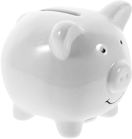 VOSAREA Sparschwein Keramik weiß: Spardose Kinder klein Sparschwein Porzellan Sparbüchse zum öffnen - Erwachsene Geburtstag Mädchen und Jungen