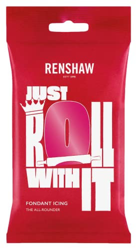 Renshaw Fuchsia Pink Just Roll With It Fondant Icing, 250 g (Pack of 1) - Ready to Roll Icing for Cakes