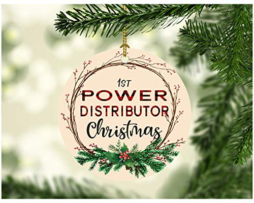 Christmas Decorations Tree Ornament 2025 1st Christmas Power Distributor Congrats On New Job Good Luck Present Family Xmas Ornaments for A Holiday Funny 3 White