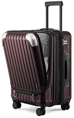 LEVEL8 Valigia Bagaglio a Mano 55CM Espandibile Valigia Trolley Rigido Ultra Leggero in ABS+PC Valigie con Chiusura TSA e 4 Ruote Doppie Girevoli, 55x37x25CM, 42L, Rosso