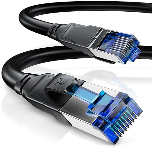 CSL - 25m Netzwerkkabel CAT 8 - LAN Kabel Patchkabel - CAT8.1 High Speed Gigabit Ethernet Cable - 40 Gbits - S/FTP PIMF - RJ45 Stecker - Cat6 Cat7 Cat8 komp - 25 Meter - schwarz