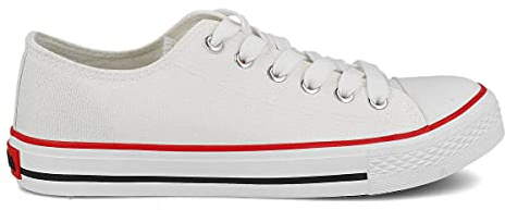 PAYMA - Zapatillas Bambas Botas de Lona Mujer. Puntera de Goma. Playeras de Deporte Casual y Caminar. Color: Blanco Bajas Piso Sencillo. Talla 42