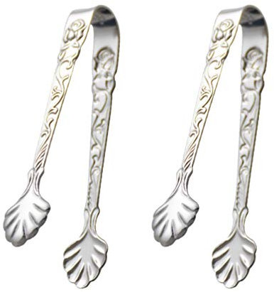YARNOW 2stücke Edelstahl Eiswürfelzange Und Zuckerzange Für Lebensmittel Küchenhelfer Mit Rosenrelief-design Geeignet Für Zuckerwürfel Eiswürfel Obststücke Und Mehr