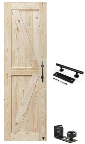 S&Z TOPHAND® 66 x 213 cm ladugårdsdörr, 50–160 cm, oavslutad, modern stil, massivt trä, skjutdörr, enkel montering krävs (66 cm)