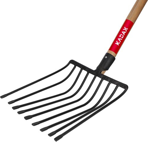 KADAX Steingabel aus Stahl, Rübengabel mit D-Griff, Forke mit Holzstiel, Spatengabel, Heugabel, Kartoffelgabel, Mistgabel, Gabel für Steine (Schwarz)