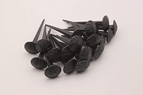 Paquete de 40 clavos de hierro negro de cabeza redonda rústicos antiguos hechos a mano hechos a mano (25 mm x 80 mm) – clavos decorativos para muebles de puerta