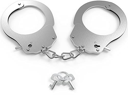 Bdwing Manette in Metallo con Chiavi, Manette Polizia Giocattoli per Bambini della Polizia Giocattolo Ruolo Vestito Accessori Carnevale Halloween Partito(S - Bianco Argento)