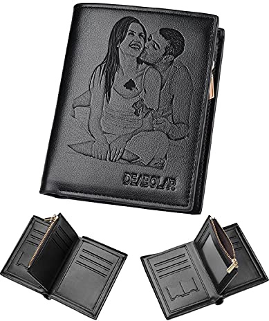 Angry Egg Boy Personalisiertes echtes Leder für Männer Custom Herren Geldbörse Gravierte Foto Brieftasche Väter Geschenk