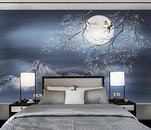 Papier Peint 3D Intissé Oiseau De Fleur Abstrait Abstrait Rétro Papier Peint Panoramique 3D Moderne Décoration Murale 350cmX250cm