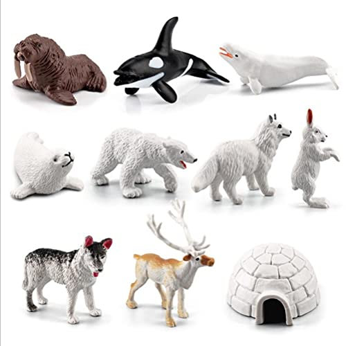 HUSHUI Tierfiguren Spielzeug, 10 Stück Polarkreis Ozean Meer Tierfiguren Set Tierlernmodelle Figuren Weihnachten Neujahr Geburtstagsgeschenk Kinder