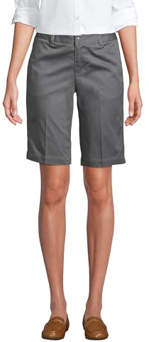 Lands' End Uniform Girls Plain Front Chino Blend Short Arctic Gray Womens Regular 12