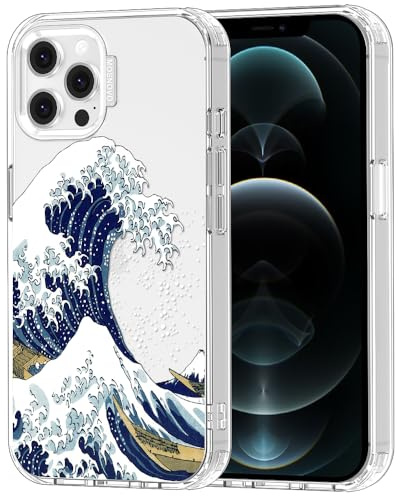 MOSNOVO für iPhone 12 / iPhone 12 Pro Hülle – Durchsichtige, schlanke, stoßfeste TPU+PC-Handyhülle, [6,6 Fuß Fallschutz/Anti-Abziehen] - Große Welle