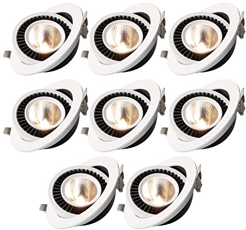PAZWAHF LED-Einbaustrahler 4,5 Zoll, 4er-Pack, 12-W-COB-Gimbal-Einbaubeleuchtung, CRI90 1200LM, nicht dimmbares Decken-Downlight