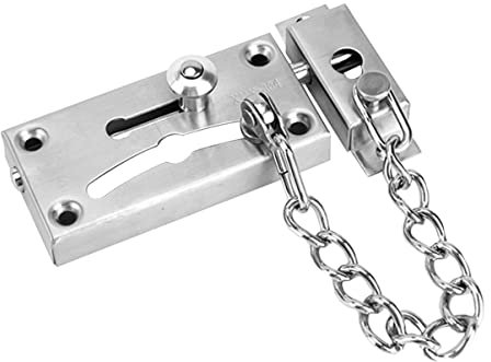 Baluue Stainless Steel Anti Theft Door Chain Lock Drill Holes Security Door Guard Bolt for Home Entrance Brushed Finish