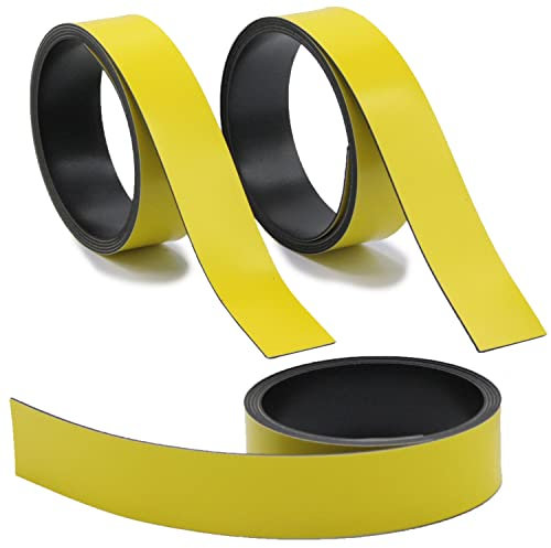 3x tiras magnéticas amarillas I aprox. 2 cm x 1 m cinta magnética para marcar dividir en pizarras blancas estantes de almacenamiento calendarios I fácil de cortar etiquetas magnéticas I mag254