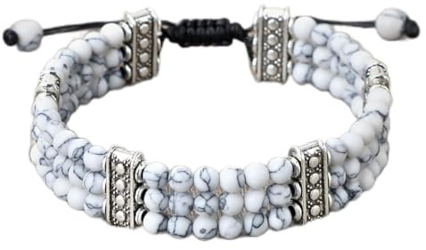 Böhmisches Wickelarmband, Mini, 4 mm, rot, blau, synthetischer Türkis, Perlen, Armband, Damen, handgefertigter Schmuck, modisch, Herren-Armreifen, Weiß - 2