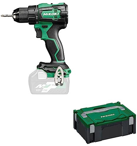 HiKOKI Akku-Bohrschrauber - 18 V, 70 Nm Drehmoment, 13 mm Metall Schnellspannbohrfutter, 22 Drehmomentstufen - Bürstenlos, LED-Licht, RFC-Sicherheitsfunktion - Inkl. Koffer - Ohne Akku & Ladegerät