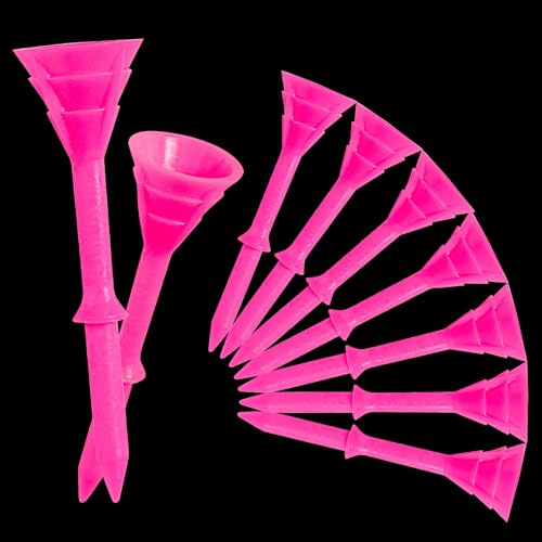 FINGER TEN Golf Tees Kunststoff Lang 83mm 60 Stück, Golf Tees 3 1/4 Plastik Haltbarkeit Stabilität Unzerbrechlich für Indoor Outdoor Golf Matte (83 mm, Rosa)