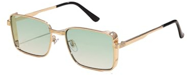 WDZAYXC Klassische Rechteckige Sonnenbrille Retro Metallrahmen Gläser Vintage Rechteck Sonnenbrille für Damen und Herren