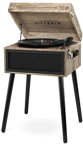 Victrola Liberty - Bluetooth-skivspelare – 5-i-1-skivtallrik med Vinyl Stream, FM-radio, USB-uppspelning, inbyggda högtalare, använd som fristående eller bordsmodell (Farmhouse Oatmeal)