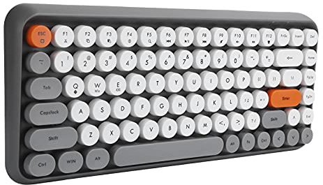 Tbest Wireless Keyboard 84 Keys Retro Round Keycap Gaming Office Supplies 308IRainbow Computer Accessories & Peripherals (Grey)