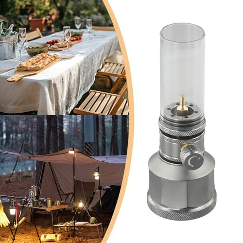 Gaslaterne für den Außenbereich, Campinglampe mit leerem Tank-Verlängerungsstab, leichte Gaslaterne mit verstellbarem Leuchtrahmen (Gaslaterne mit Tank)