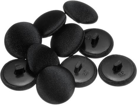 QUARKZMAN 10 Stück Knöpfe 20mm Stoffbezogene Knöpfe Schwarz | Nähknöpfe mit Stoff bezogen Runder Kunststoffschaft Ösen Vintage für Anzüge Kleider Blusen Mantel Jacke Blazer Basteln