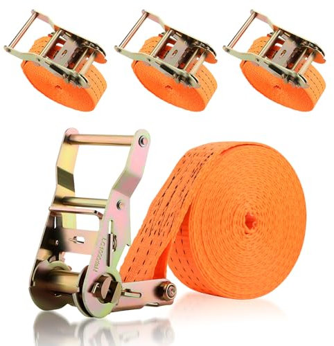 GEARMONSTER 4 cinghie di tensione da 4 m con cricchetto e gancio, 2 pezzi, cinghie a cricchetto, cinghie di ancoraggio da 35 mm, resistenti alle intemperie e robuste