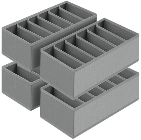 Homsorout Schubladen Organizer für Unterwäsche - 4er Set Schrank Organizer für PAX Kleiderschrank, 30 x 15 x 9 cm Baby Wickelkommode für Socken, Kinderkleidung, Dunkelgrau