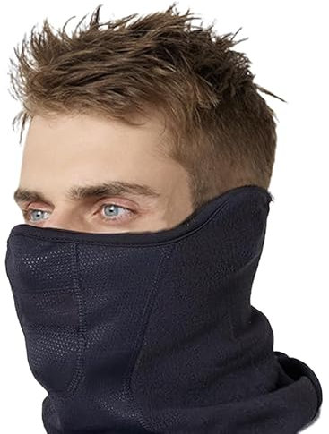 Winter Loop Schal Herren & Damen - Atmungsaktives Mesh Design Maske - Multifunktional Winddicht Schlauchschal Schwarz Neckwarmer - Thermal Fleece Halstuch Halswärmer für Fahrrad Motorrad Skifahren