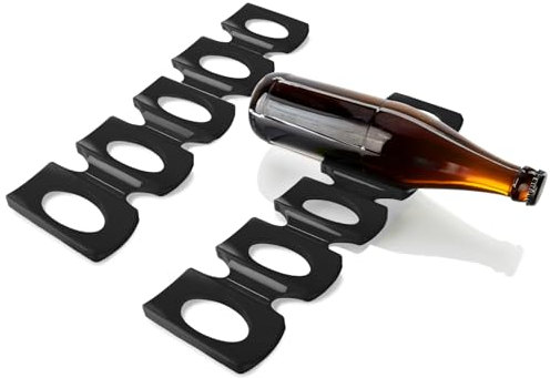 COM-FOUR® 2x portabottiglie - portabottiglie pieghevole - frigorifero con supporto per impilamento - tappetino in silicone (nero)