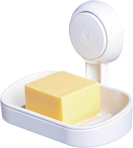 Saugnapf Seifenschale für Badezimmer,Selbstentleerender Seifenhalter für Badezimmer Küche Wasserdichte Seifenablage Ohne Bohren Abnehmbar,Seifenhalter ohne Bohren Dusche, max. 5 KG, Abnehmbarer Seifen