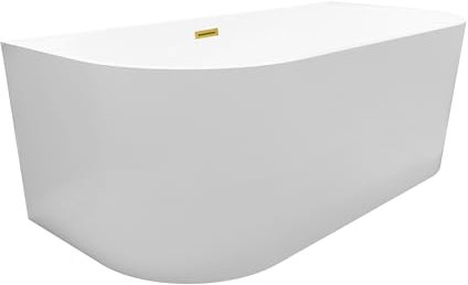 Balneo - Freistehende Badewanne - Balneo VIVA - aus Acryl mit Stahlrahmen - 6 Stabilisierungsfüße - Überlauf und Clic-Clac-Verschluss - Modernes Design - Gold spiegeln - 150x75cm
