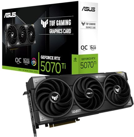 ASUS TUF Gaming GeForce RTX 5070 Ti 16GB GDDR7 OC Edition Graphics Card | PCIe 5.0, HDMI/DP 2.1, 3.125-slot, Military-grade Components, Protective PCB Coating, Axial-tech Fans