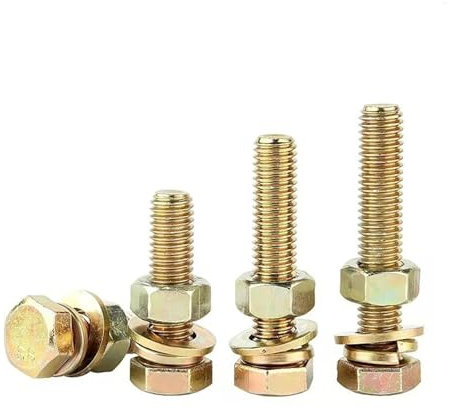 Generisch Farbe Verzinkung 8,8 Grad Außensechskant Sechskantbolzen Stange Flache Auflage Elastische Dichtung Unterlegscheiben Kombinationsschrauben-Muttern-Set M4-M20(60mm,M14 (2set))